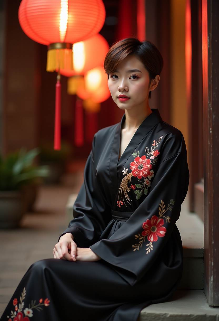 年轻女演员动作戏吊威亚